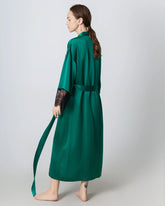 Robe en Soie Longue avec Dentelle pour Femmes